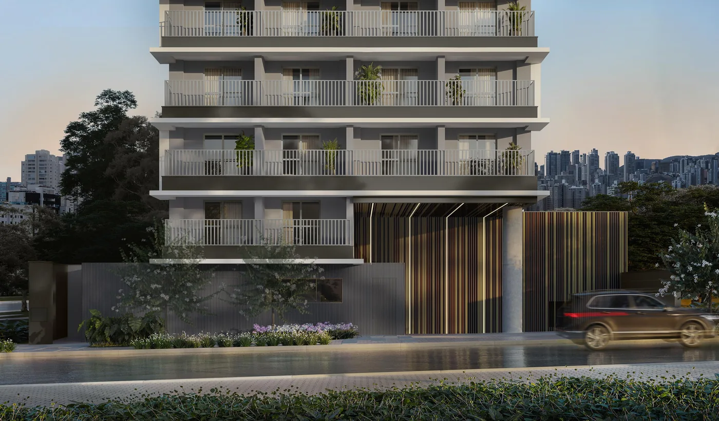 Perspectiva ilustrada do acesso residencial — Nex One Bela Cintra